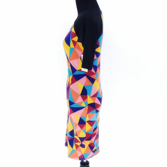 Lularoe Julia Raglan Bodycon Dress Short Sleeve Size XXS Print Knee Length NWT - Picture 3 of 13